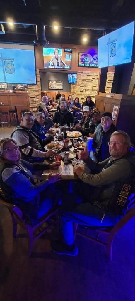Chapter members and Auxiliary gathering together